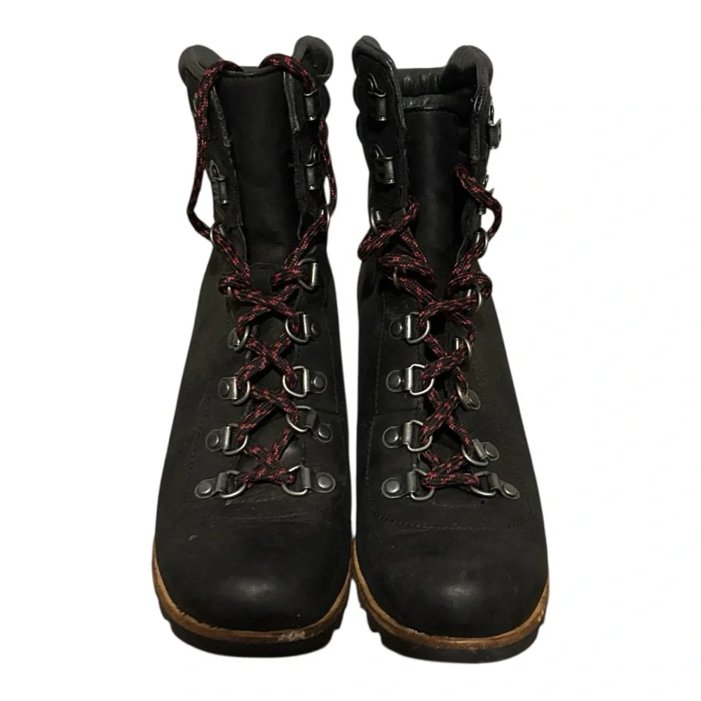 Sorel Black Lace Up Wedge Boots with Weatherproof Design - Picture 8 of 10